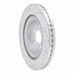 Ford Explorer Brake Rotor (1) - Front Right - R1 Concepts - Drilled & Slotted - Silver - `13-`19